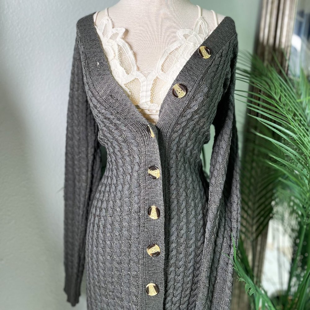 cable ribbed bodycon sweater dress